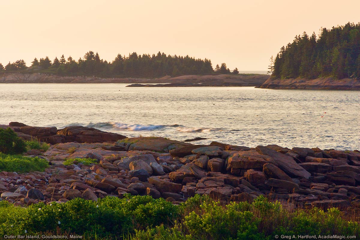 Outer Bar Island seen from the village of Corea in Gouldsboro, Maine