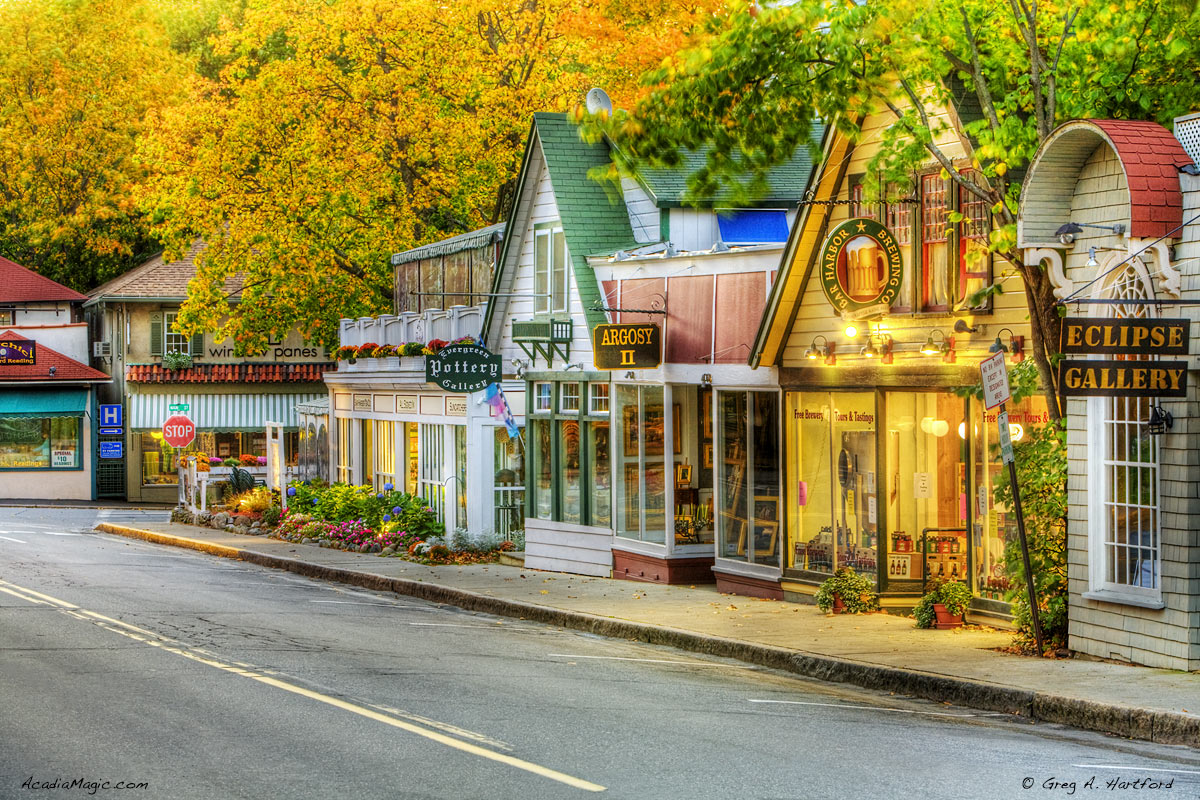 Mount Desert Street in Bar Harbor, Maine during Autumn
