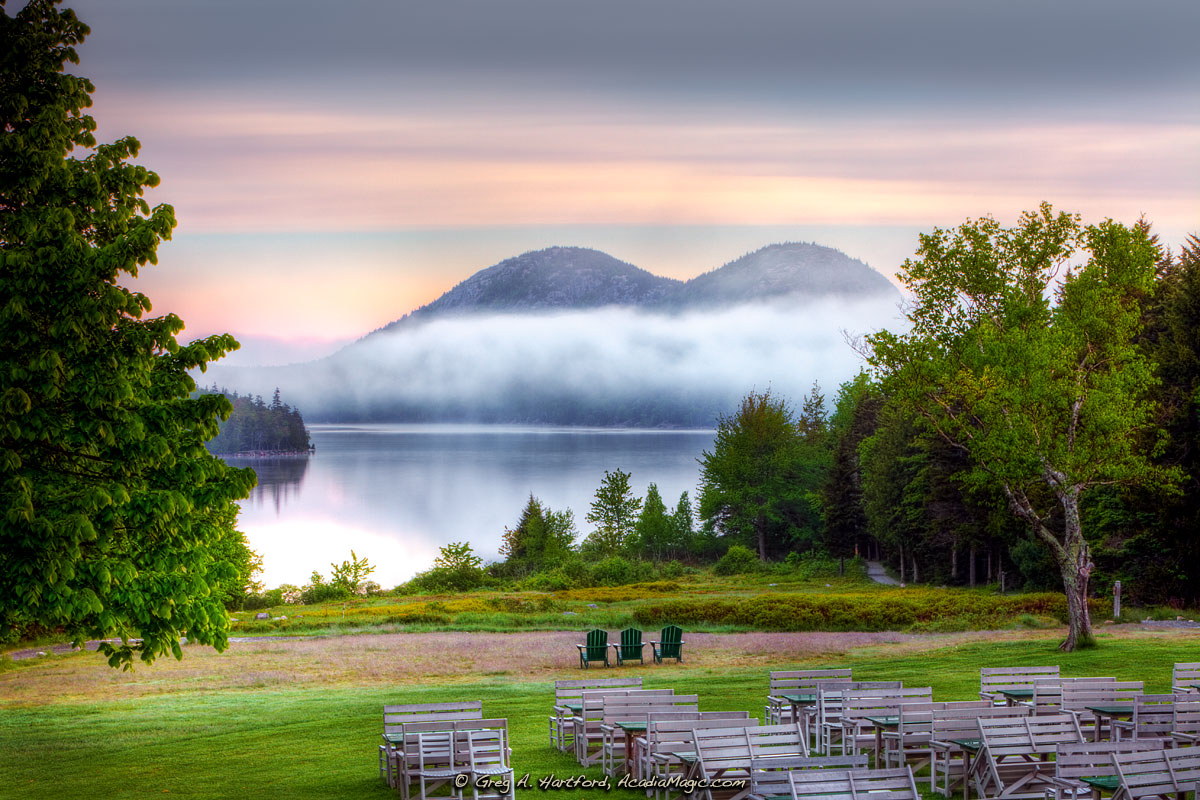 Morning Fog at Jordan Pond in Acadia