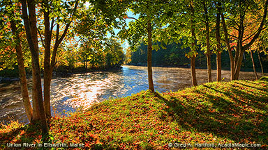 The Union River in Ellsworth, Maine during autumn