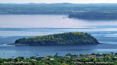 View shape of Sheep Porcupine Island that was caused by glaciers.