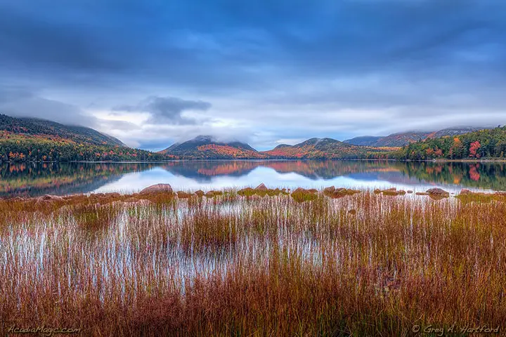 Autumn view at Eagle Lake in Acadia National Park, Bar Harbor