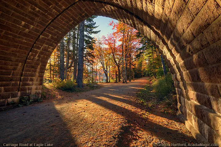 Carriage Road Bridge at Eagle Lake in Acadia National Park