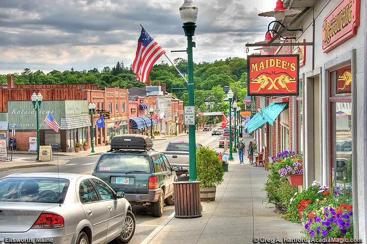 Old View of Main Street in Ellsworth, Maine