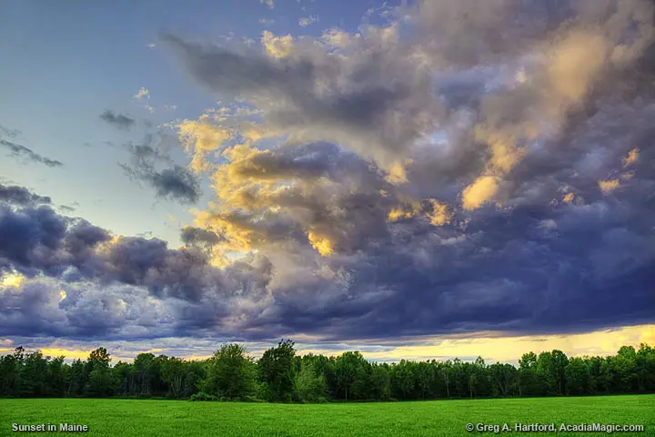 Field and sky in Maine Highlands