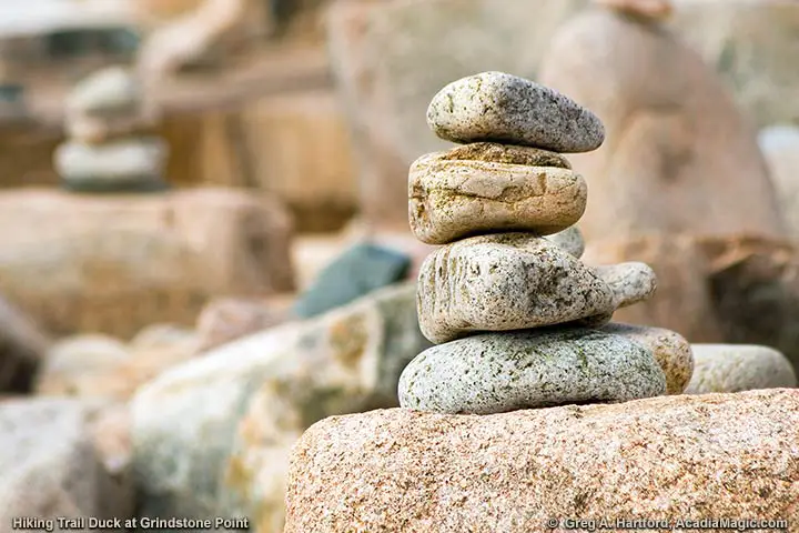 Hiking Trail Rock Cairns at Grindstone Point