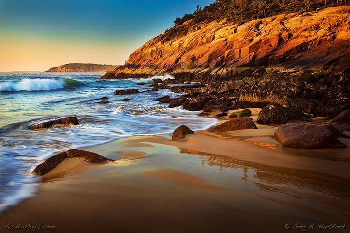 Sand Beach in Acadia at Sunrise