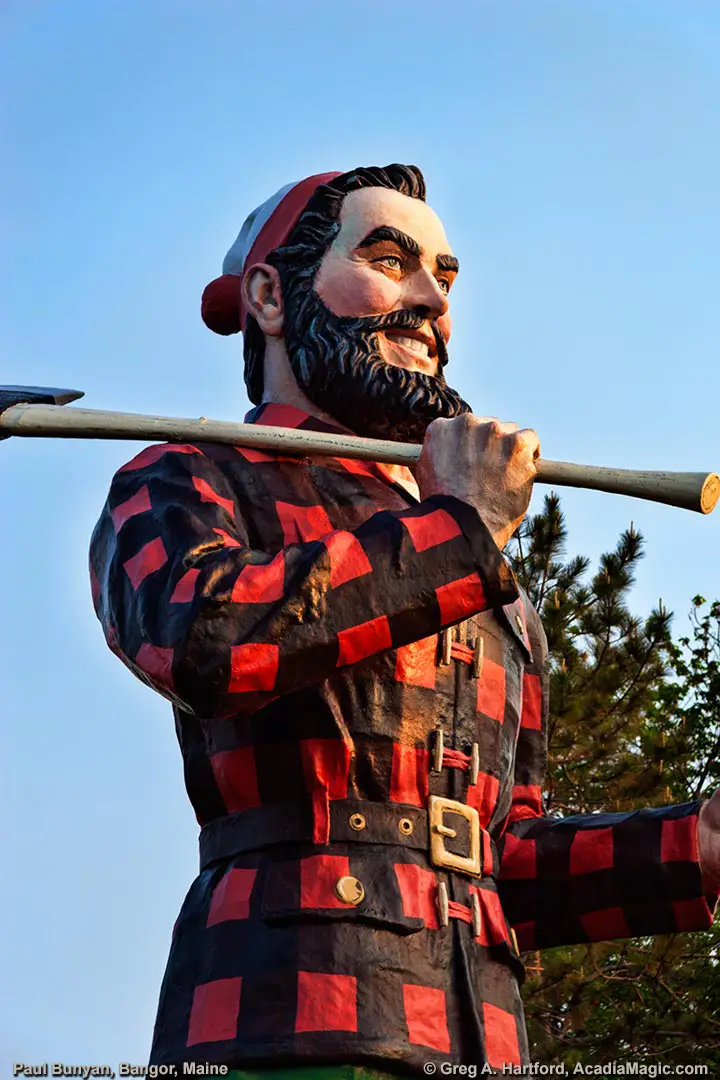 Paul Bunyan Statue in Bangor, Maine at sunrise