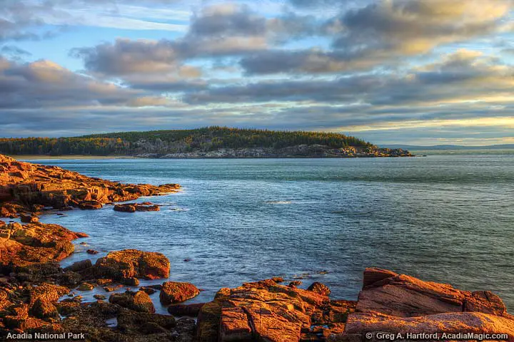 View of Great Head from Thunder Hole at Sunrise