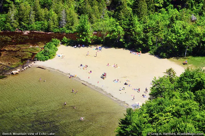 View of Echo Lake beach from Beech Mountain Trail