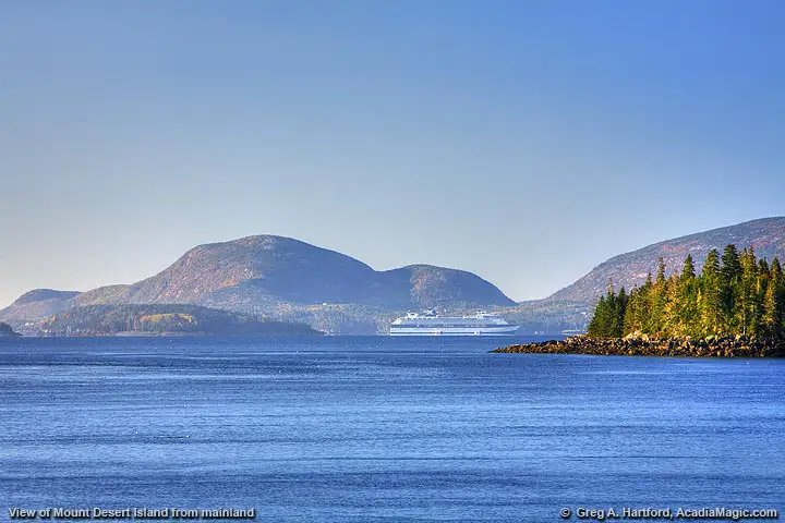 Bar Harbor and mountains of Mount Desert Island