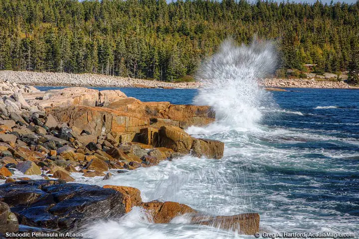 Crashing wave at Arey Cove on Schoodic Peninsula