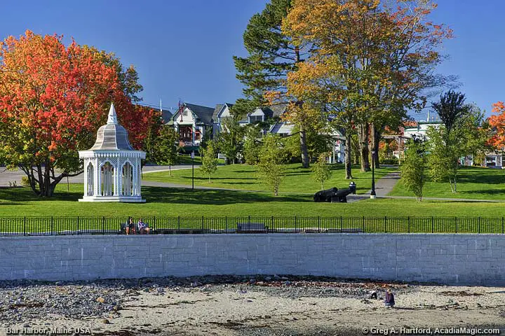 Shore Path next to Gazebo in Agamont Park in Bar Harbor