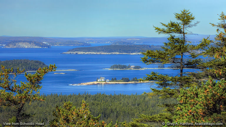 View of out-islands and from Schoodic Head in Maine