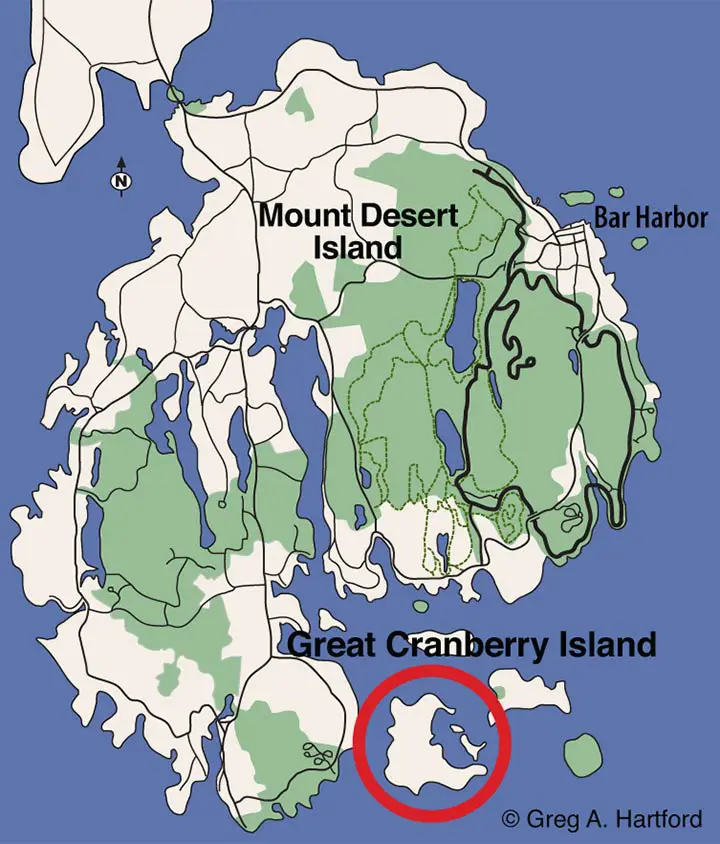 Location map of Great Cranberry Island in Maine